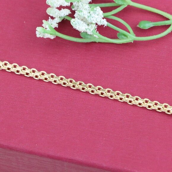 "Elegant Rose Gold Chain Bracelet in Glossy Link Design, XPBL1077 - Picture 12 of 13